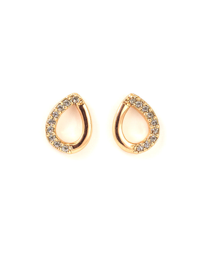 Classic Gold AD Stone Stud Earrings