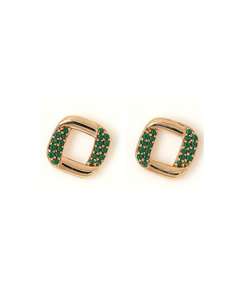 Elegant Emerald AD Stone Stud Earrings