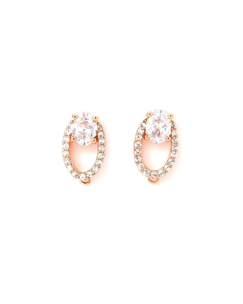 Classic Oval AD Stone Stud Earrings
