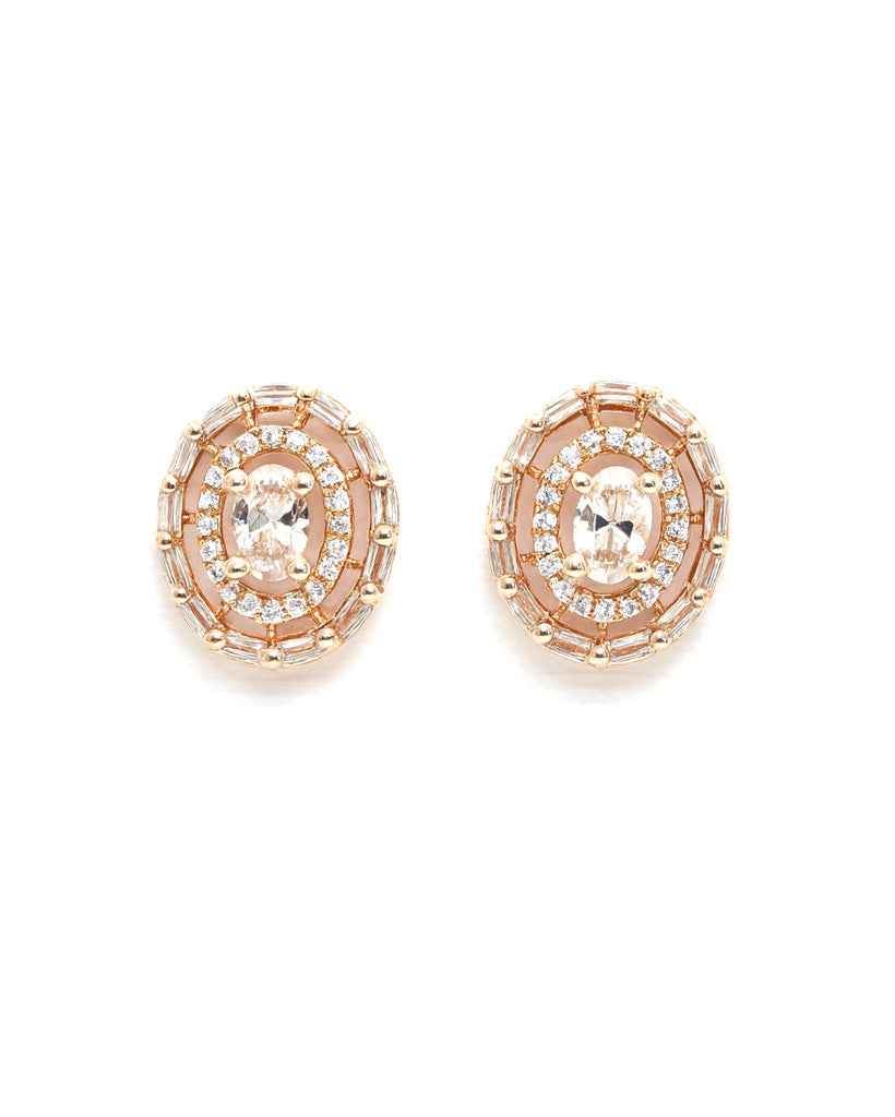 Elegant Oval AD Stone Stud Earrings