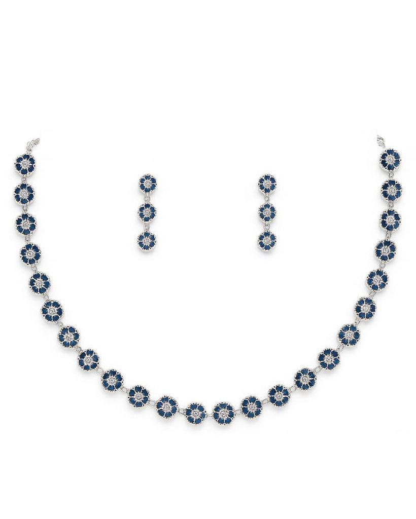 Blue Stone Necklace Set with Matching Earring