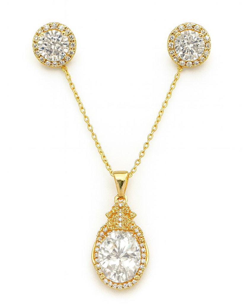 Luxury Gold-Plated Crystal Jewelry Set – Necklace & Earrings