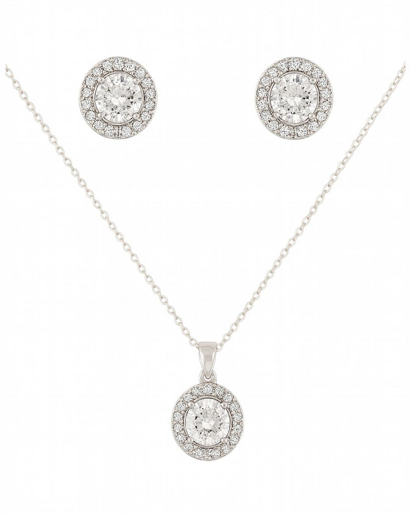 Luxury Silver-Plated Crystal Jewelry Set – Necklace & Earrings