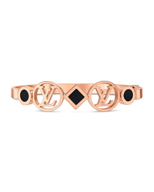 Rose Gold Bangle with Black Stone Accents