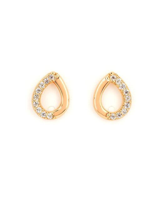 Classic Gold AD Stone Stud Earrings