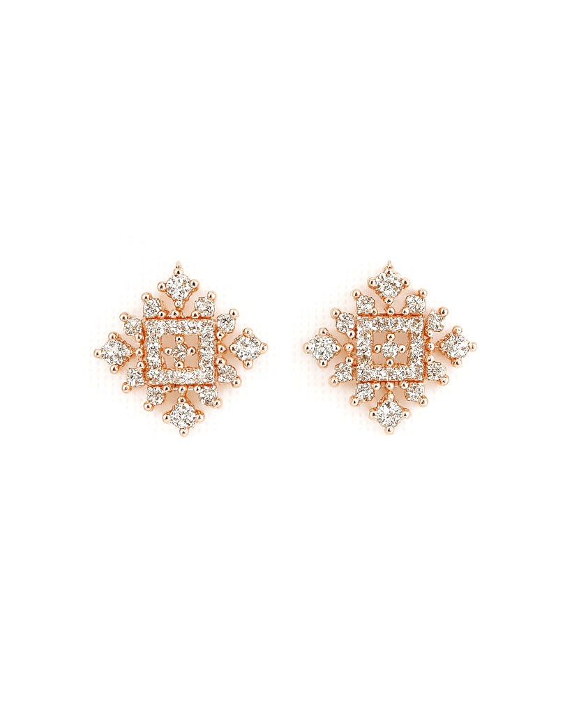Elegant Square AD Stone Stud Earrings