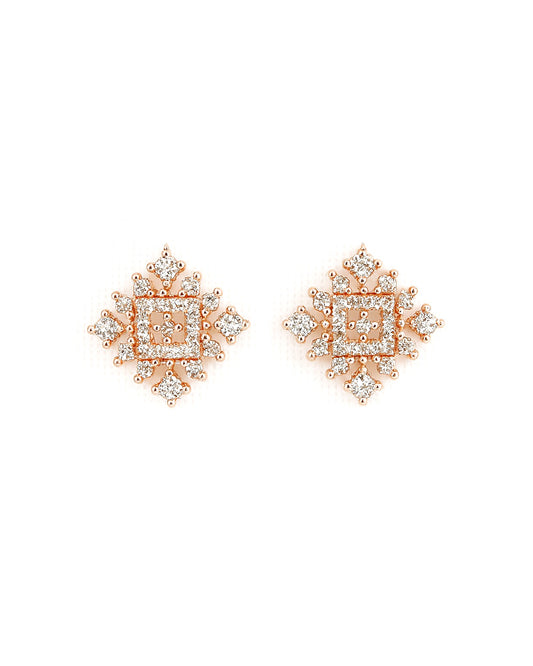 Elegant Square AD Stone Stud Earrings
