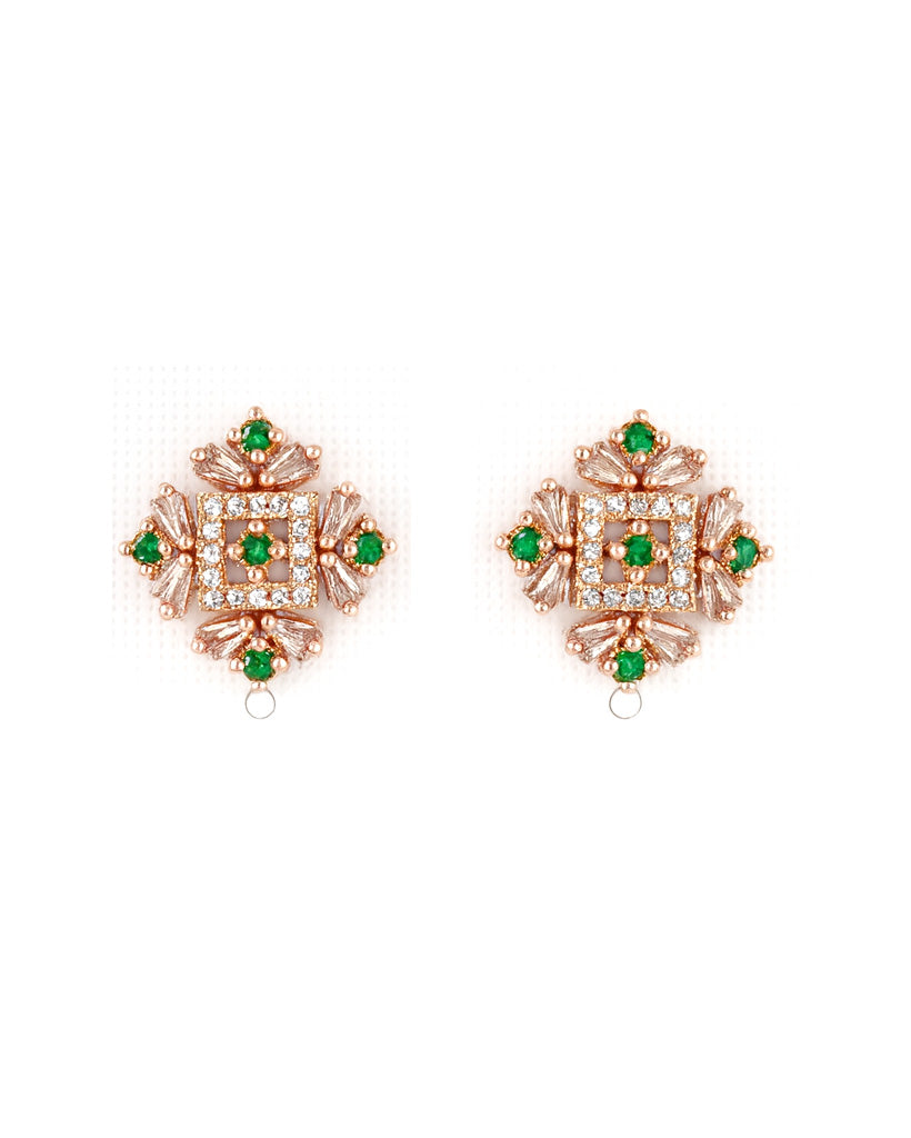 Elegant Square AD Stone Stud Earrings