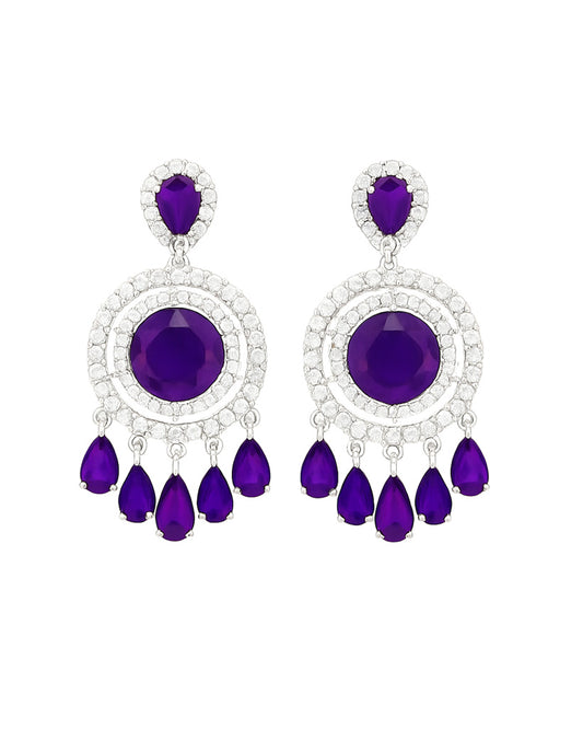 Elegant Amethyst AD Stone Chandelier Earrings