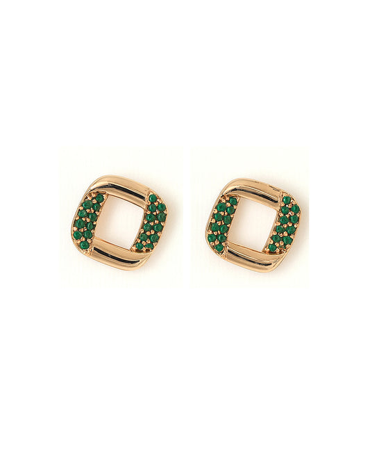 Elegant Emerald AD Stone Stud Earrings