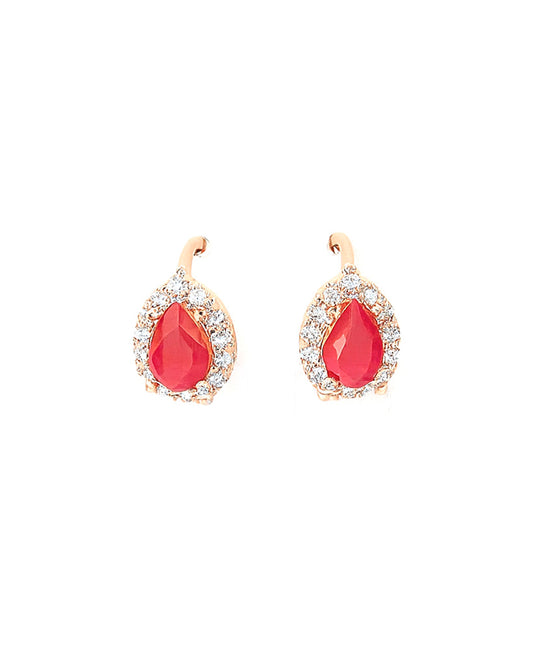 Elegant Ruby AD Stone Stud Earrings