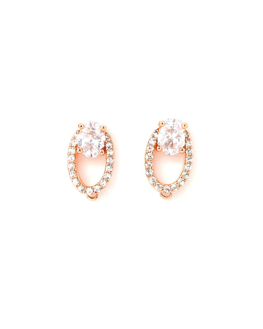 Classic Oval AD Stone Stud Earrings