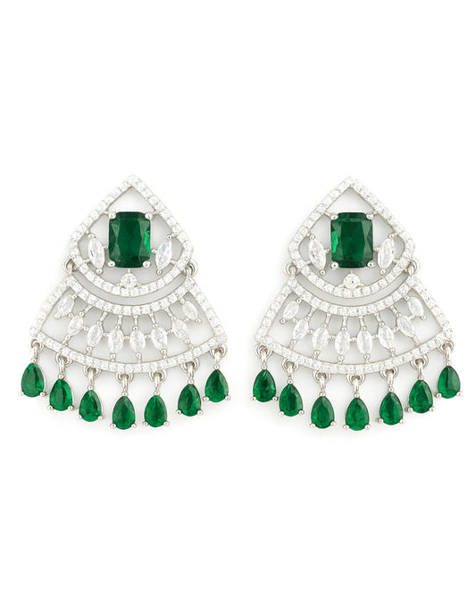 Elegant Green AD Stone Chandelier Earrings