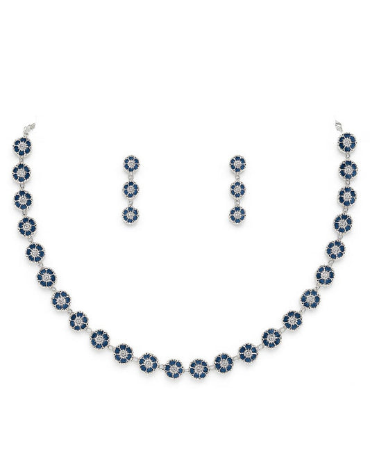 Blue Stone Necklace Set with Matching Earring