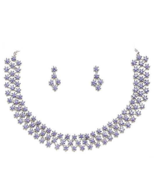 Lavender Stone Necklace Set with Matching Earrings