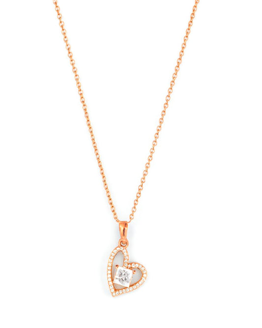 Rose Gold Heart Pendant Necklace with Sparkling Crystal Accent