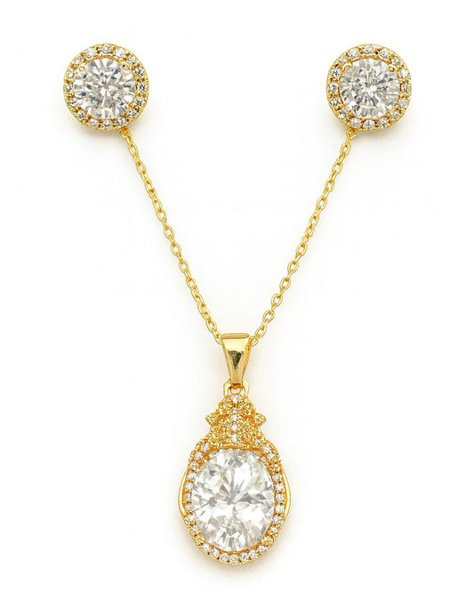 Luxury Gold-Plated Crystal Jewelry Set – Necklace & Earrings