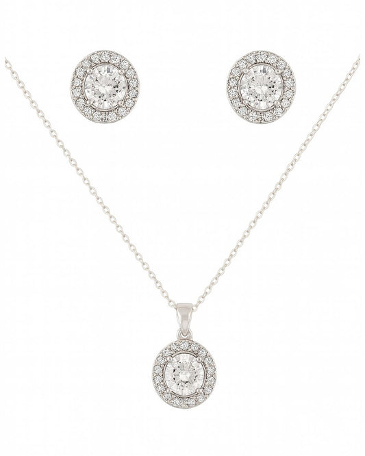 Luxury Silver-Plated Crystal Jewelry Set – Necklace & Earrings
